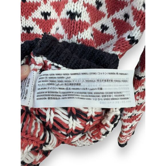 Abercrombie & Fitch Fair Isle Crewneck Ivory Red Blush Blue Sweater size Small - Picture 7 of 10